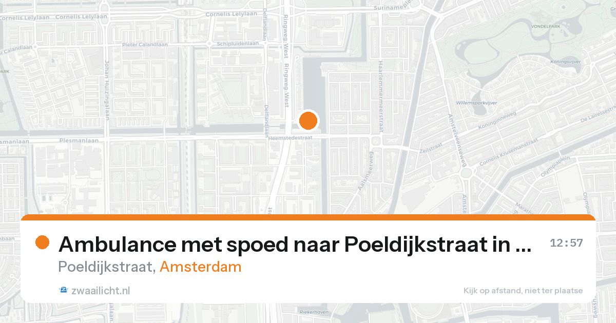 Ambulance met spoed naar Poeldijkstraat in Amsterdam — 18 aug 2026
