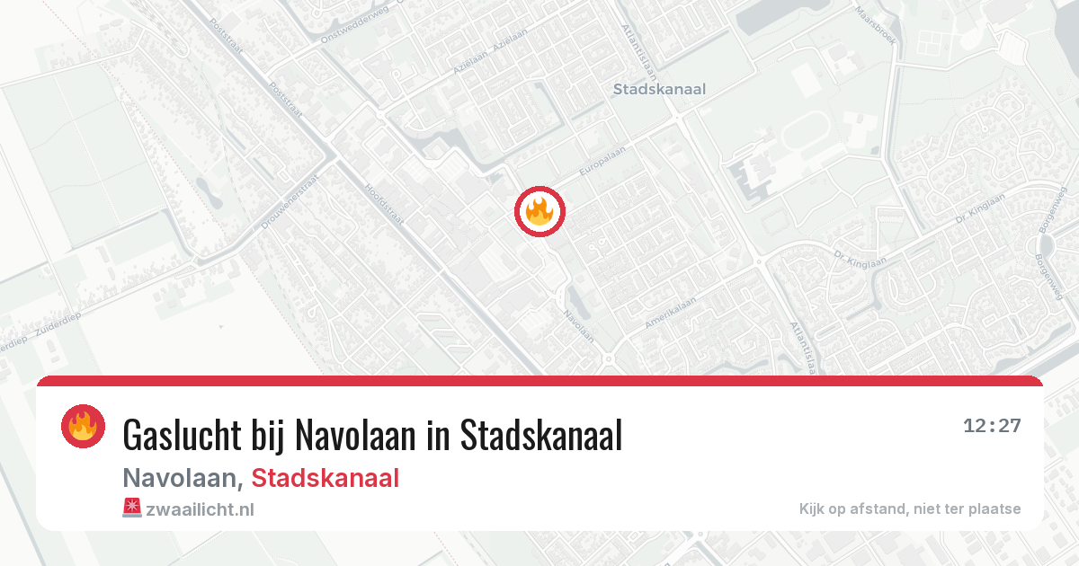 Gaslucht bij Navolaan in Stadskanaal — 23 jul 2026
