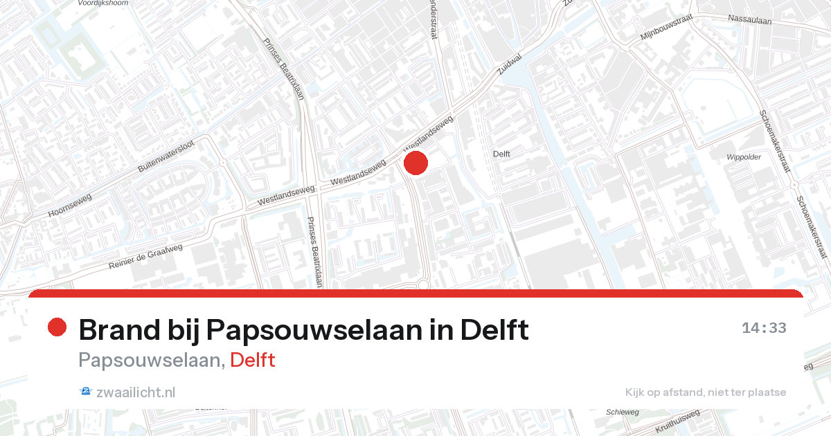 Brand bij Papsouwselaan in Delft — 27 aug 2026