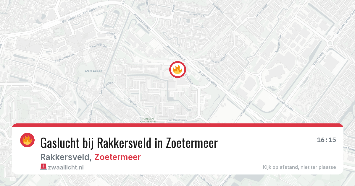 Gaslucht bij Rakkersveld in Zoetermeer — 22 mrt 2026