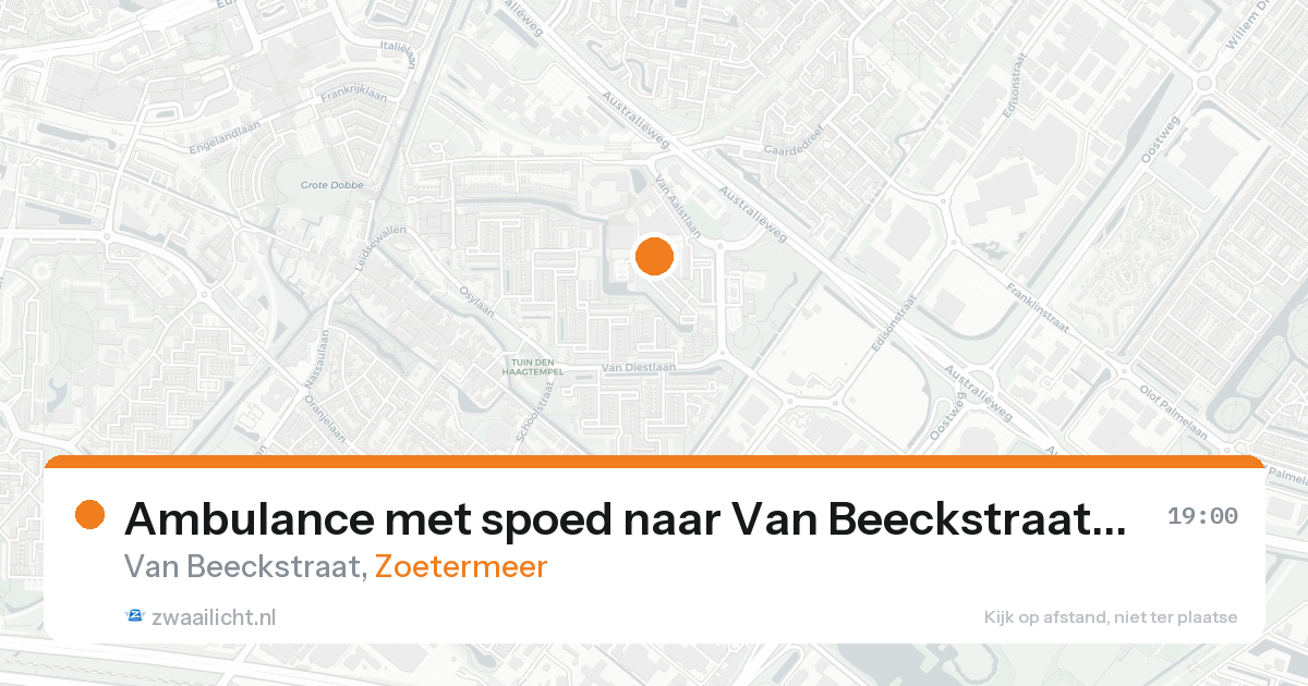 Ambulance met spoed naar Van Beeckstraat in Zoetermeer — 24 aug 2026