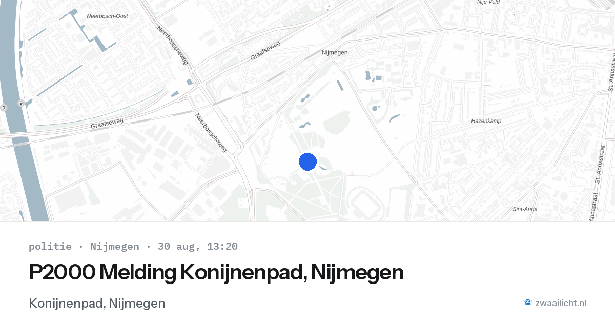 P2000 Melding Konijnenpad, Nijmegen — 30 aug 2026