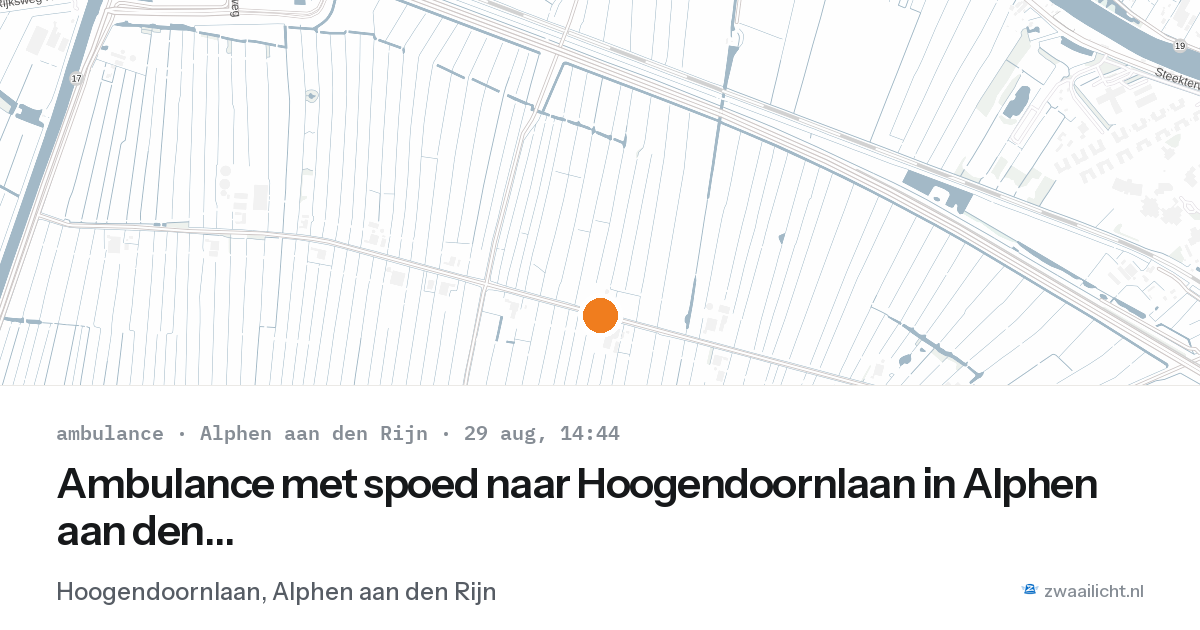 Ambulance met spoed naar Hoogendoornlaan in Alphen aan den Rijn — 29 aug 2026