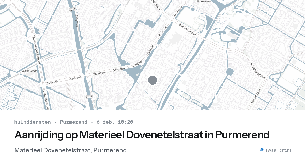 Aanrijding op Materieel Dovenetelstraat in Purmerend — 6 feb 2026