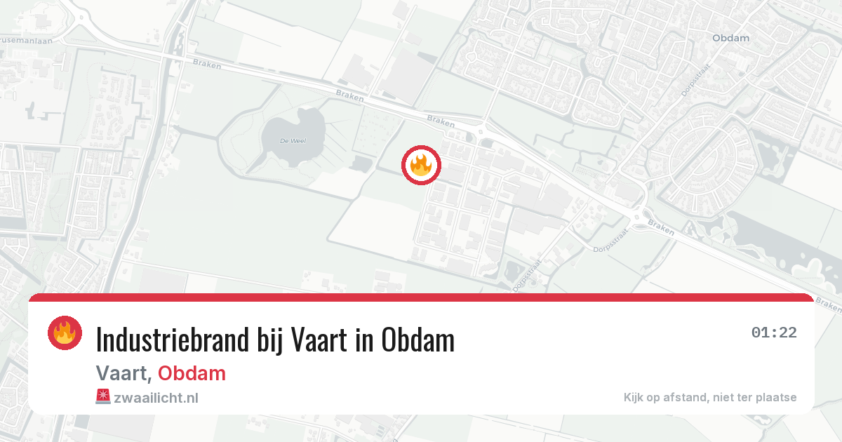 Industriebrand bij Vaart in Obdam — 5 apr 2026