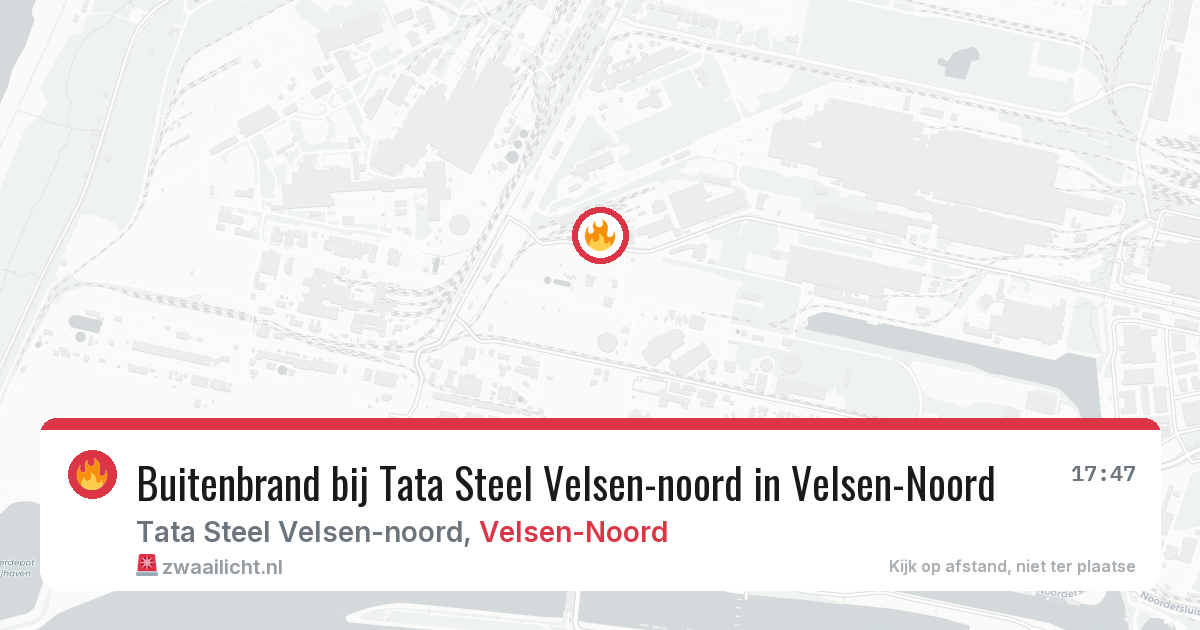 Buitenbrand bij Tata Steel Velsen-noord in Velsen-Noord — 12 aug 2026