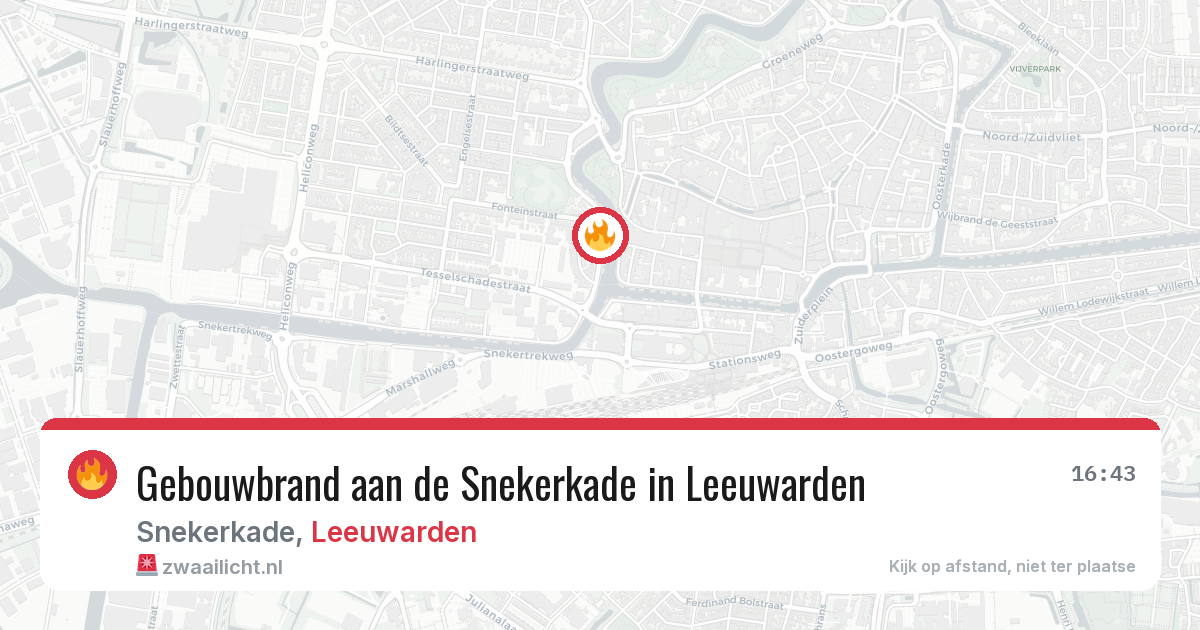 Gebouwbrand aan de Snekerkade in Leeuwarden — 5 aug 2026
