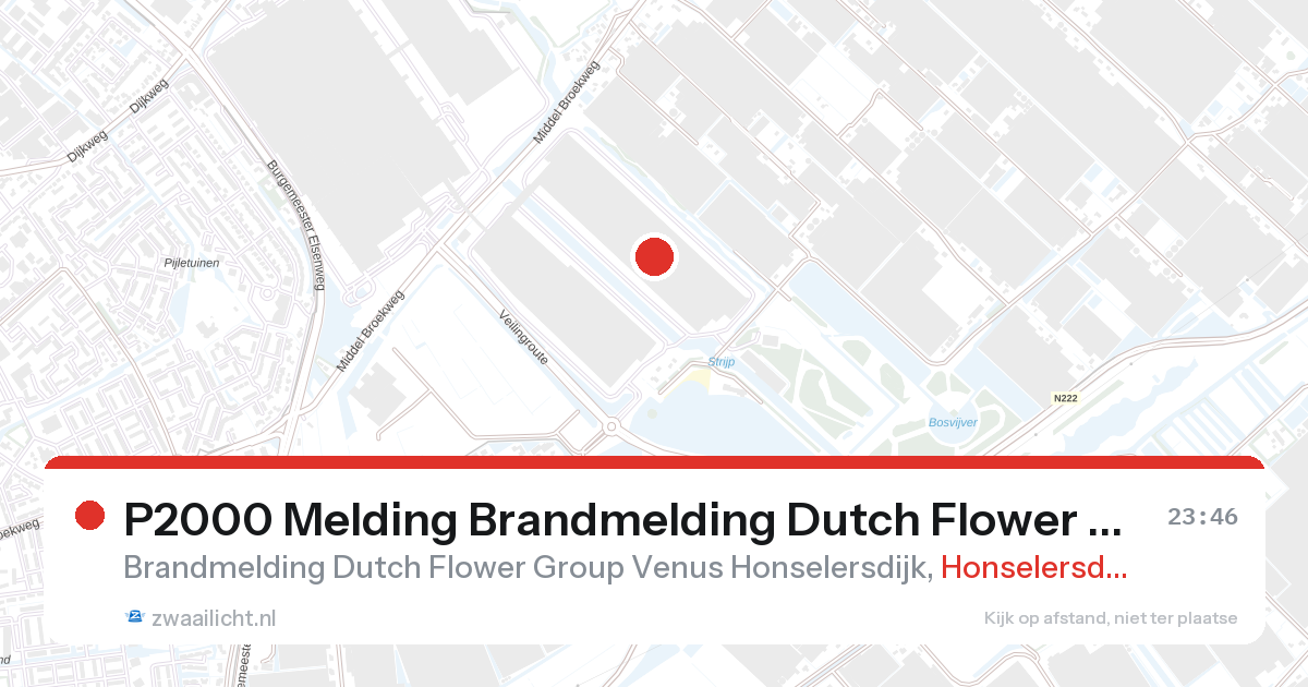 P2000 Melding Brandmelding Dutch Flower Group Venus Honselersdijk, Honselersdijk — 31 jan 2026