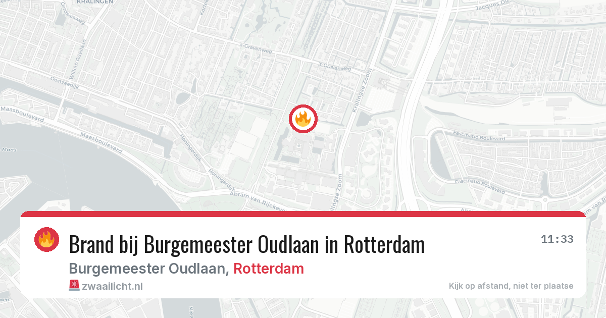 Brand bij Burgemeester Oudlaan in Rotterdam — 26 jun 2026