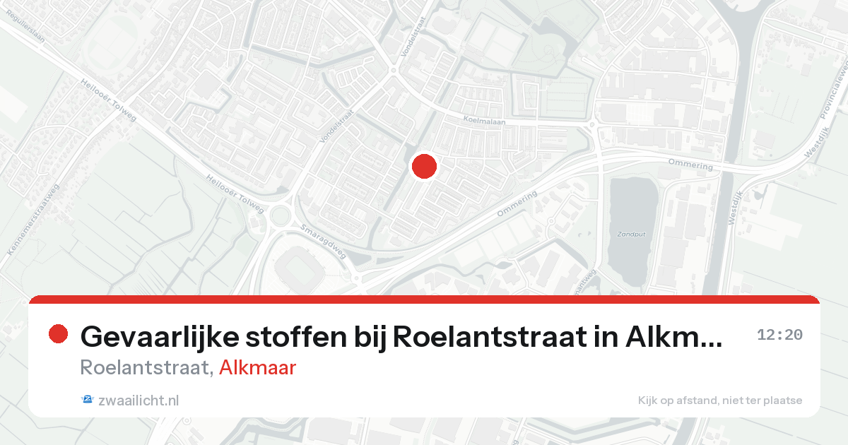 Gevaarlijke stoffen bij Roelantstraat in Alkmaar — 20 aug 2026