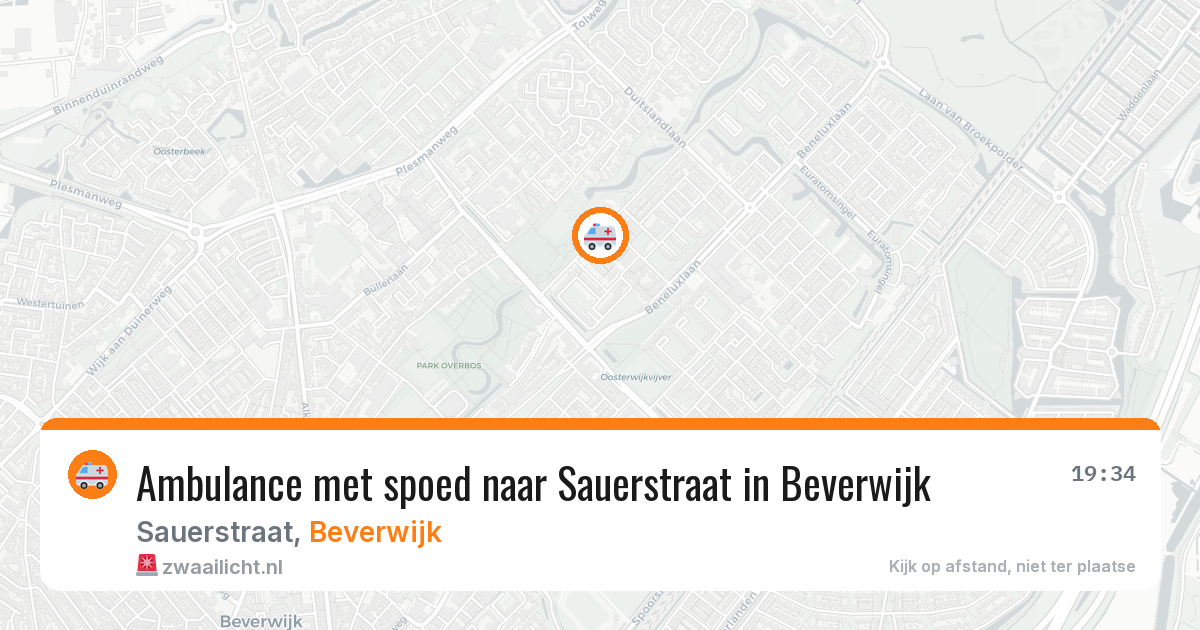 Ambulance met spoed naar Sauerstraat in Beverwijk — 9 aug 2026