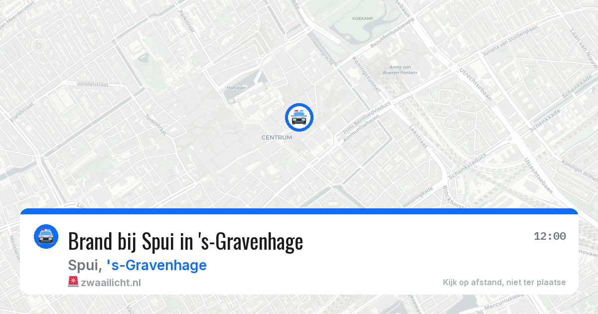 Brand bij Spui in 's-Gravenhage — 12 aug 2026