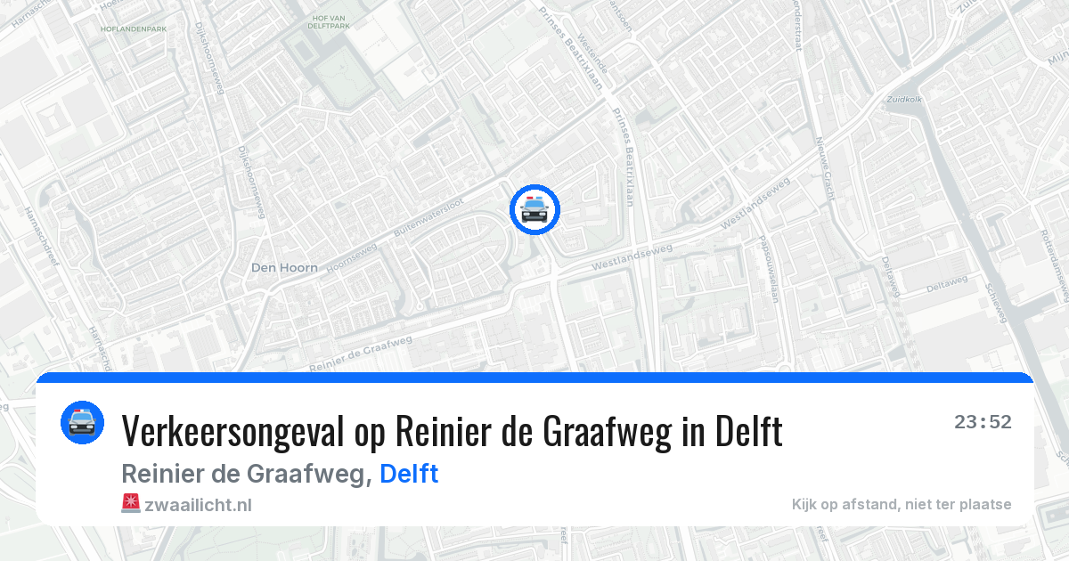 Verkeersongeval op Reinier de Graafweg in Delft — 1 jul 2026