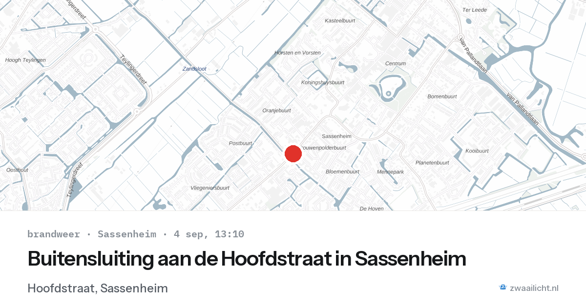 Buitensluiting aan de Hoofdstraat in Sassenheim — 4 sep 2026