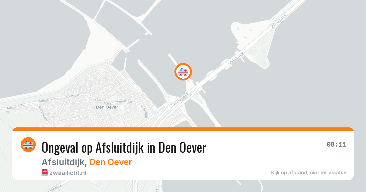 Ongeval op Afsluitdijk in Den Oever — 8 jun 2026