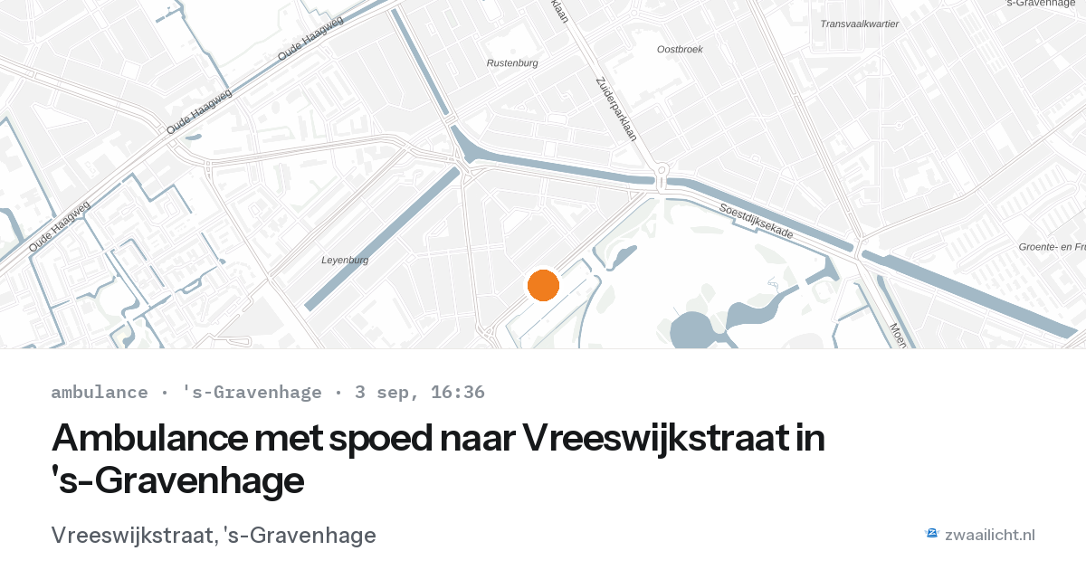 Ambulance met spoed naar Vreeswijkstraat in 's-Gravenhage — 3 sep 2026
