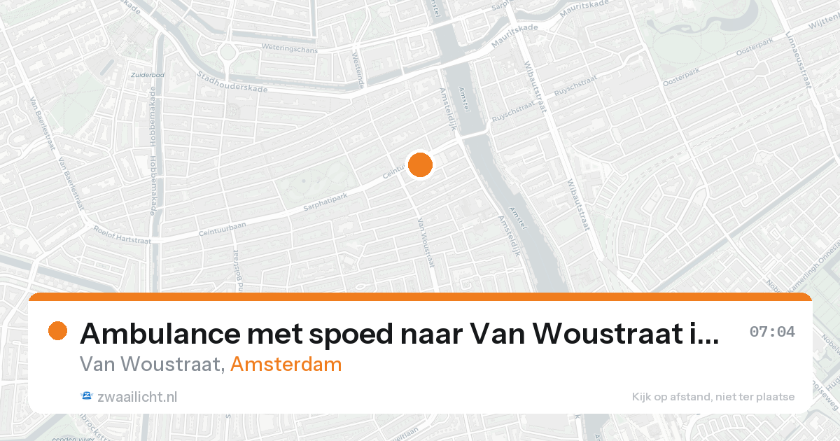 Ambulance met spoed naar Van Woustraat in Amsterdam — 16 aug 2026