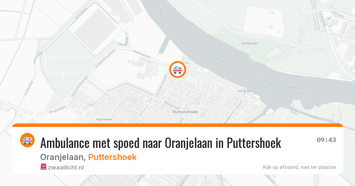 Ambulance met spoed naar Oranjelaan in Puttershoek — 8 jun 2026