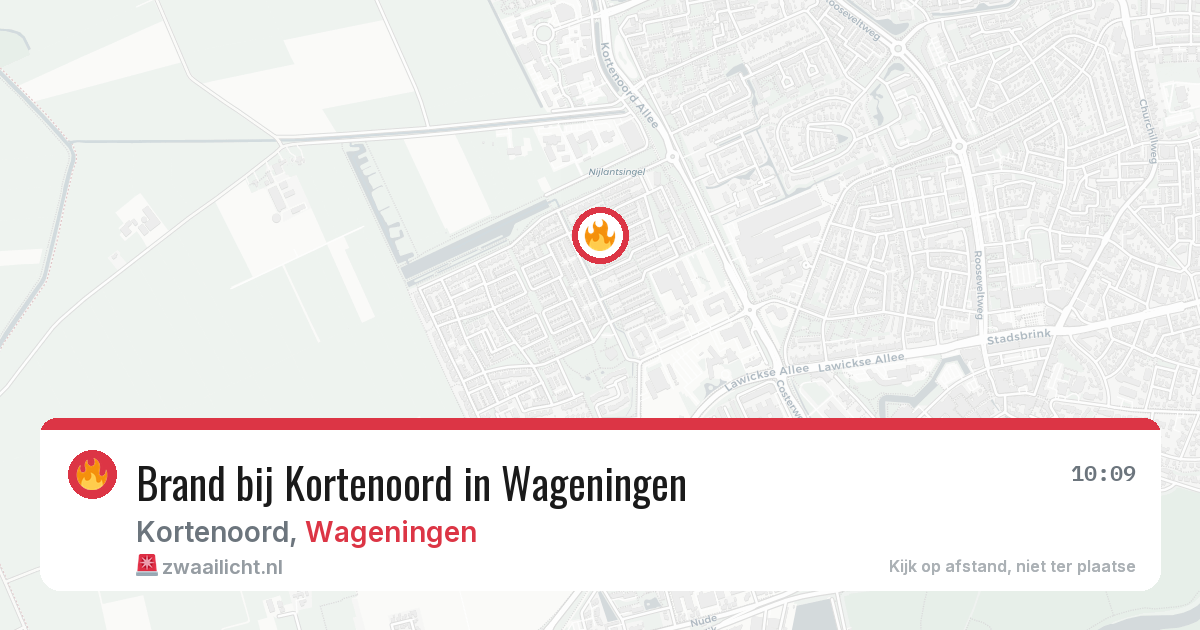 Brand bij Kortenoord in Wageningen — 20 apr 2026