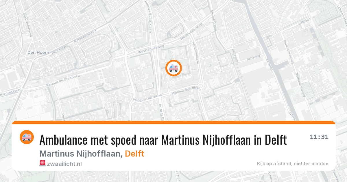 Ambulance met spoed naar Martinus Nijhofflaan in Delft — 29 mrt 2026