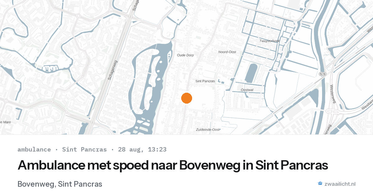 Ambulance met spoed naar Bovenweg in Sint Pancras — 28 aug 2026