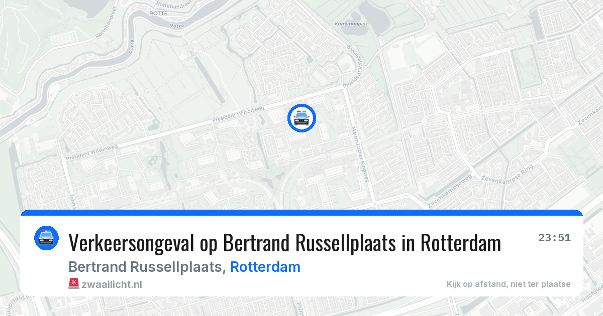 Verkeersongeval op Bertrand Russellplaats in Rotterdam — 9 aug 2026