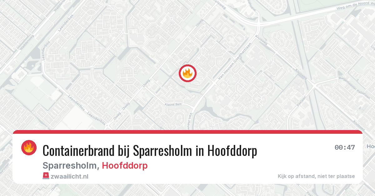 Containerbrand bij Sparresholm in Hoofddorp — 9 mei 2026