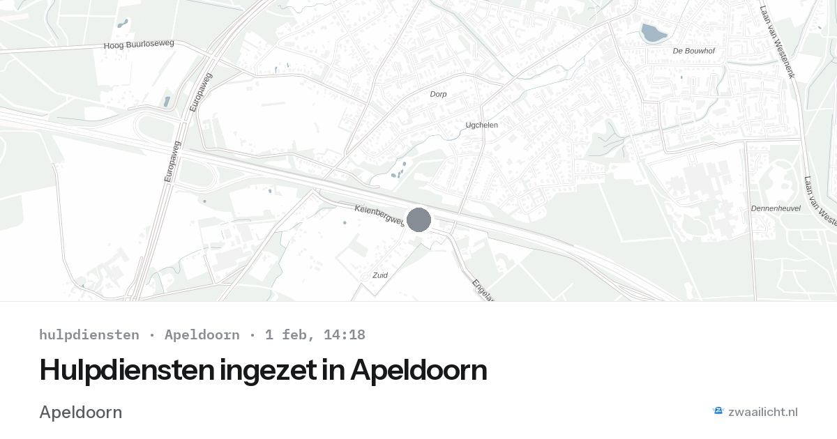 Hulpdiensten ingezet in Apeldoorn — 1 feb 2026 | 🚨 Zwaailicht.nl