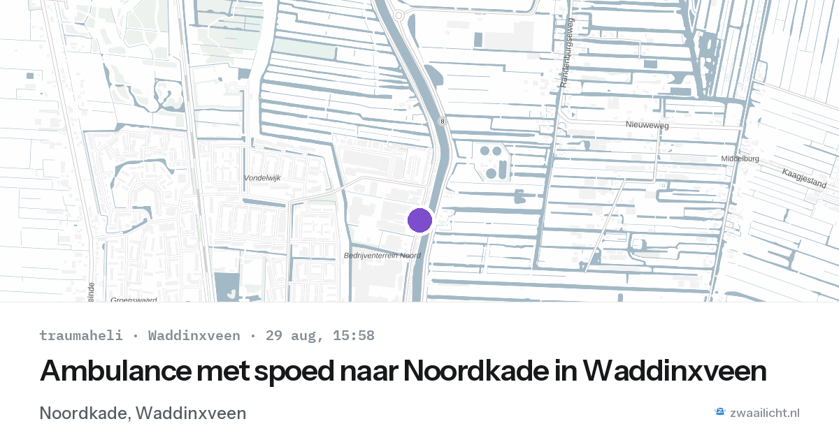 Ambulance met spoed naar Noordkade in Waddinxveen — 29 aug 2026