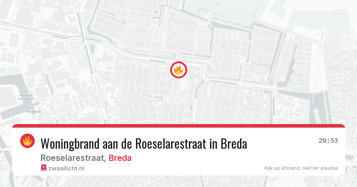 Woningbrand aan de Roeselarestraat in Breda — 2 aug 2026