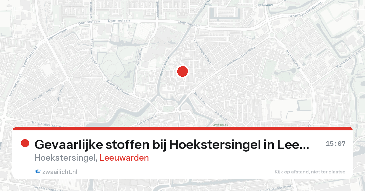Gevaarlijke stoffen bij Hoekstersingel in Leeuwarden — 25 aug 2026