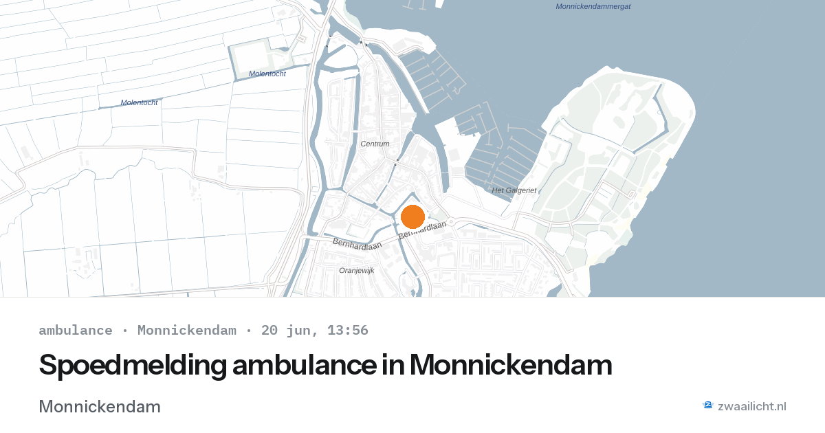 Spoedmelding ambulance in Monnickendam — 20 jun 2026
