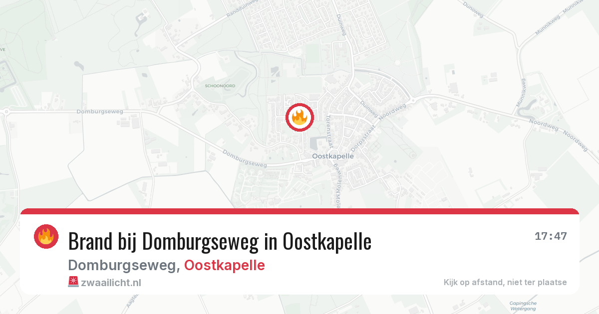 Brand bij Domburgseweg in Oostkapelle — 8 mrt 2026