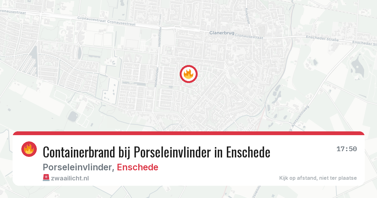 Containerbrand bij Porseleinvlinder in Enschede — 10 jun 2026