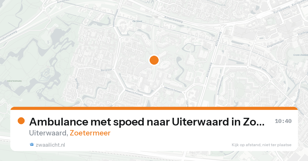 Ambulance met spoed naar Uiterwaard in Zoetermeer — 18 aug 2026