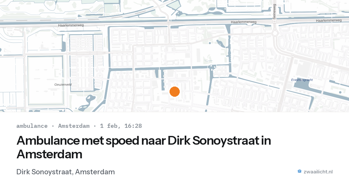 Ambulance met spoed naar Dirk Sonoystraat in Amsterdam — 1 feb 2026