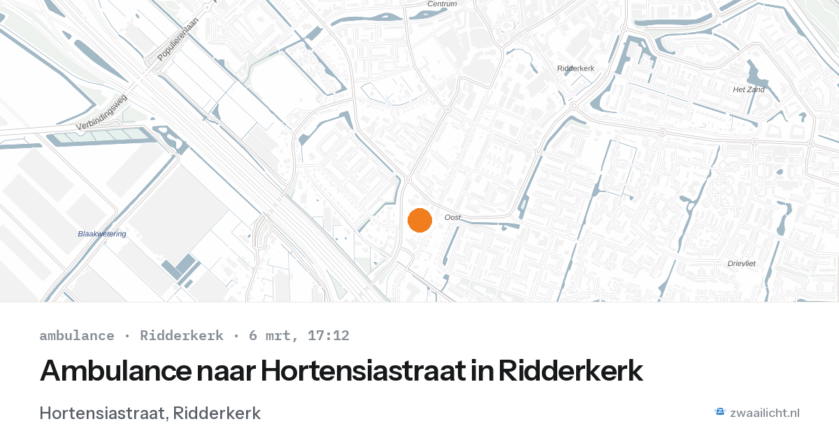 Ambulance naar Hortensiastraat in Ridderkerk — 6 mrt 2026