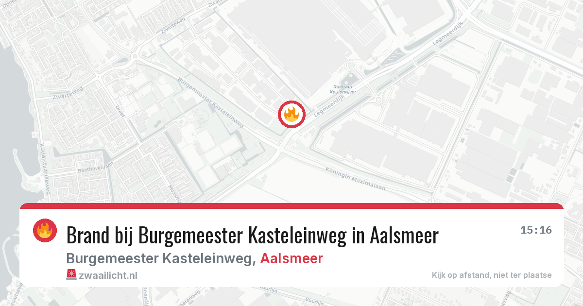 Brand bij Burgemeester Kasteleinweg in Aalsmeer — 9 aug 2026