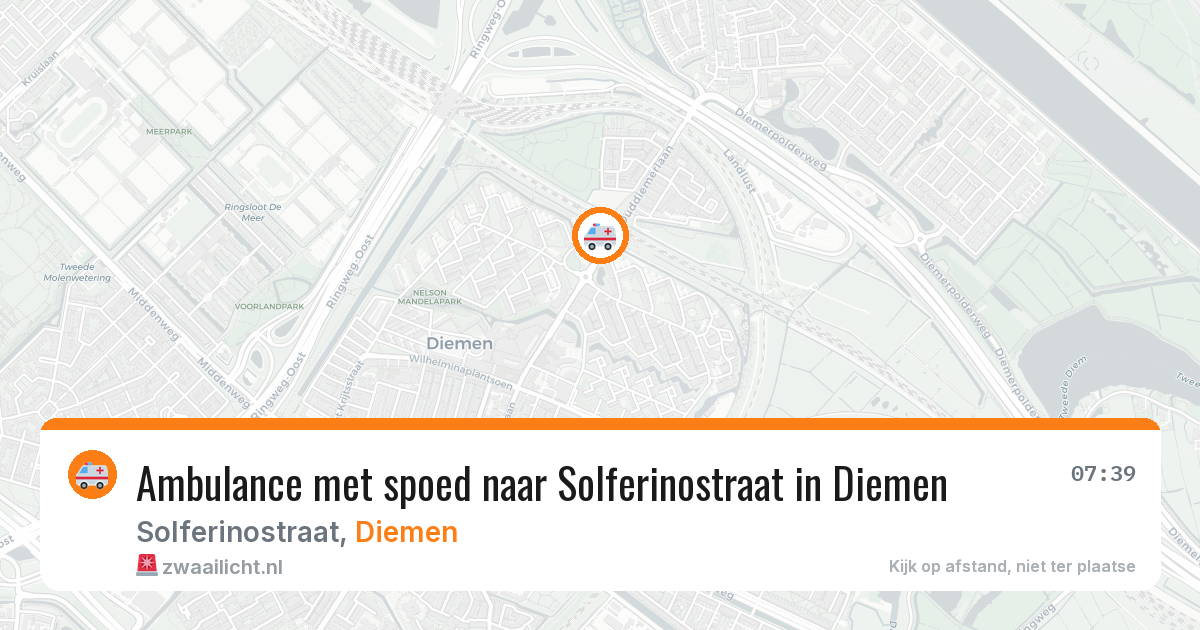 Ambulance met spoed naar Solferinostraat in Diemen — 4 aug 2026
