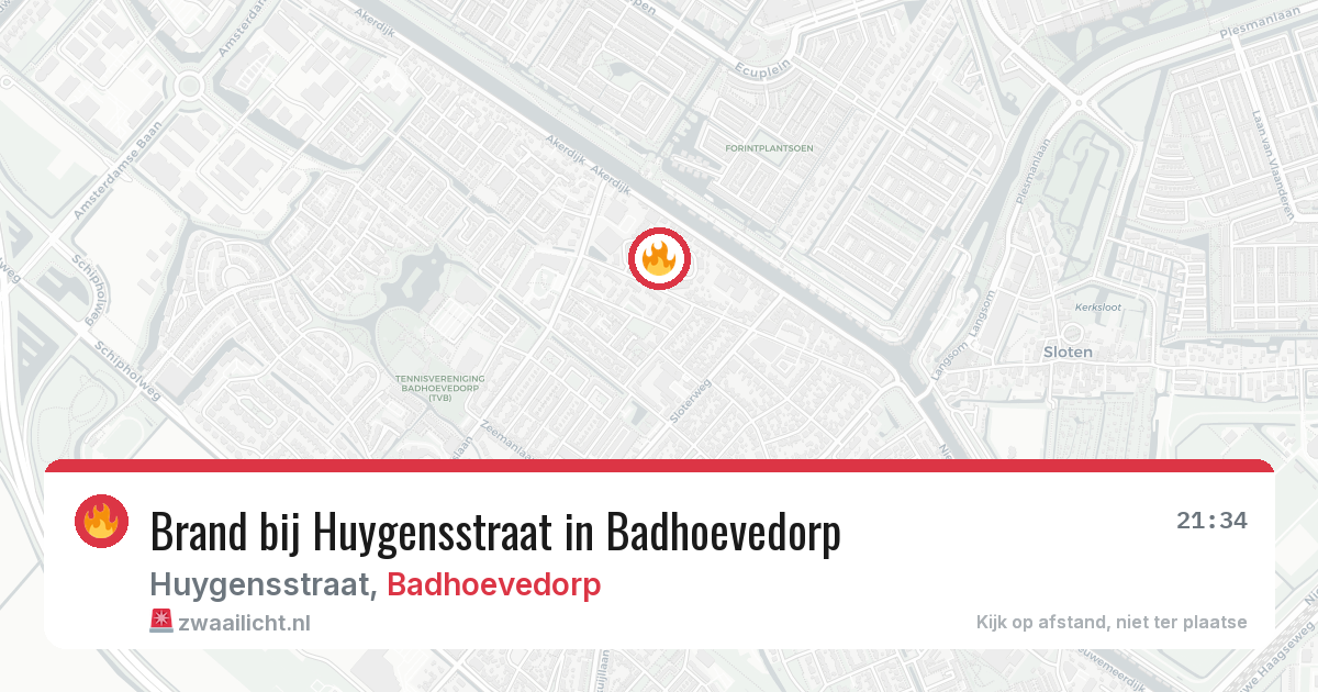 Brand bij Huygensstraat in Badhoevedorp — 24 mei 2026