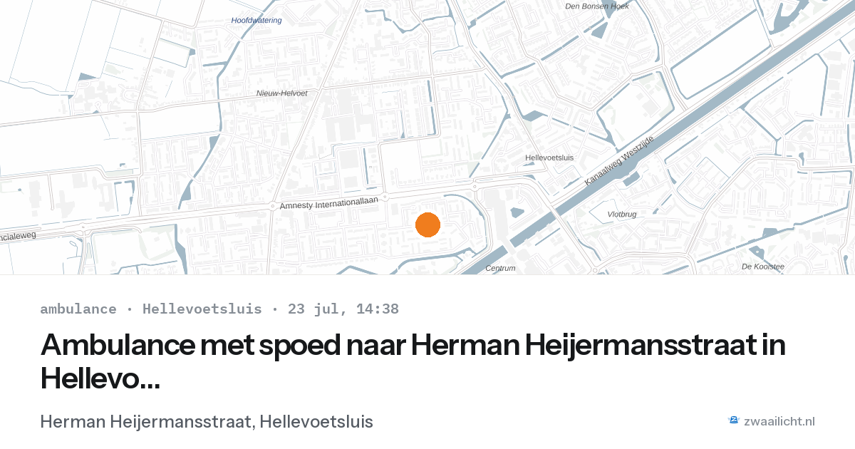 Ambulance met spoed naar Herman Heijermansstraat in Hellevoetsluis — 23 jul 2026