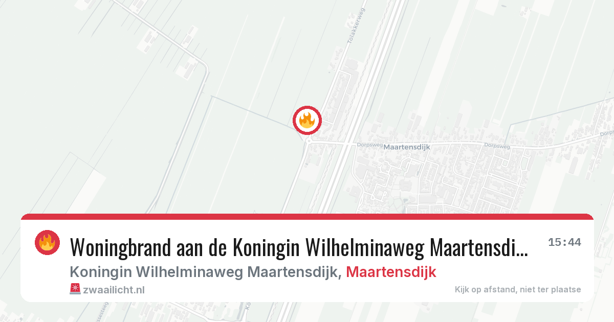 Woningbrand aan de Koningin Wilhelminaweg Maartensdijk in Maartensdijk — 5 jul 2026