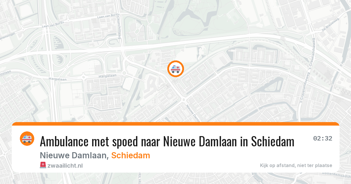Ambulance met spoed naar Nieuwe Damlaan in Schiedam — 14 aug 2026