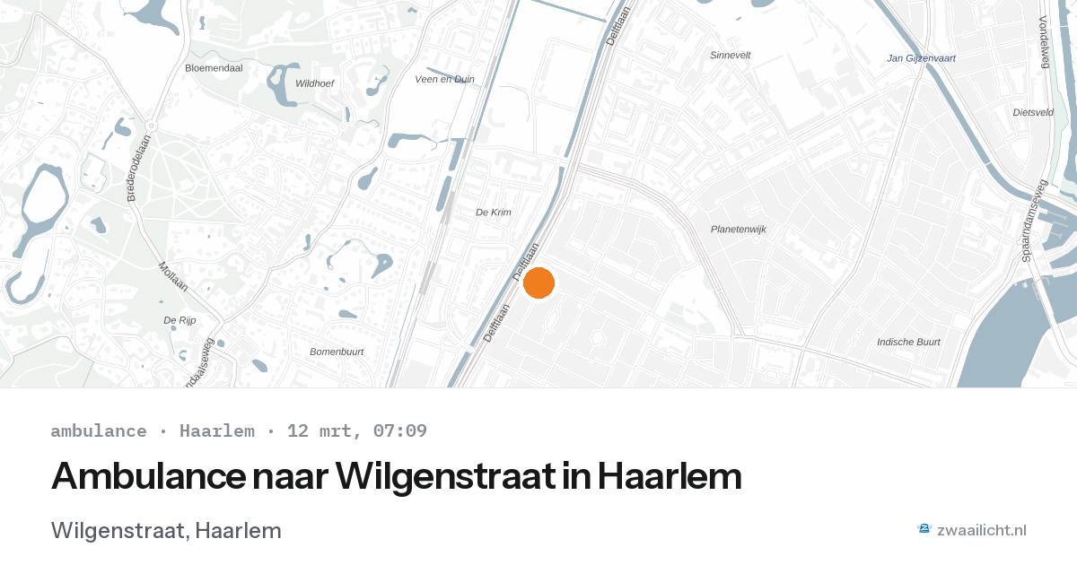 Ambulance naar Wilgenstraat in Haarlem — 12 mrt 2026