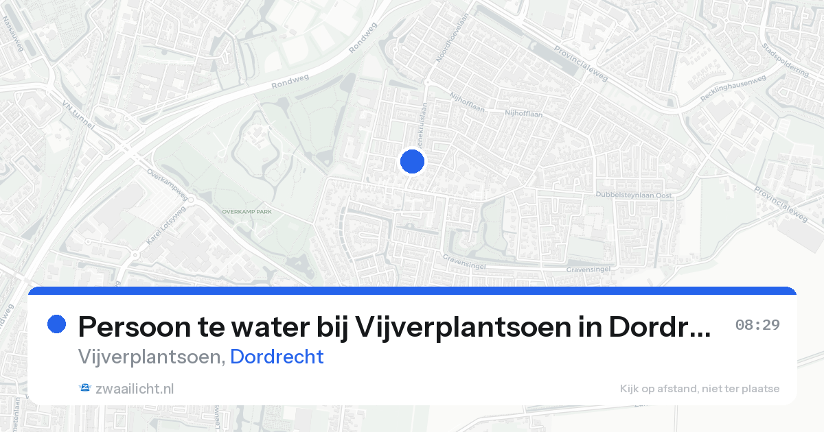 Persoon te water bij Vijverplantsoen in Dordrecht — 21 aug 2026