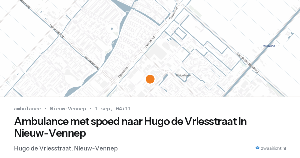 Ambulance met spoed naar Hugo de Vriesstraat in Nieuw-Vennep — 1 sep 2026