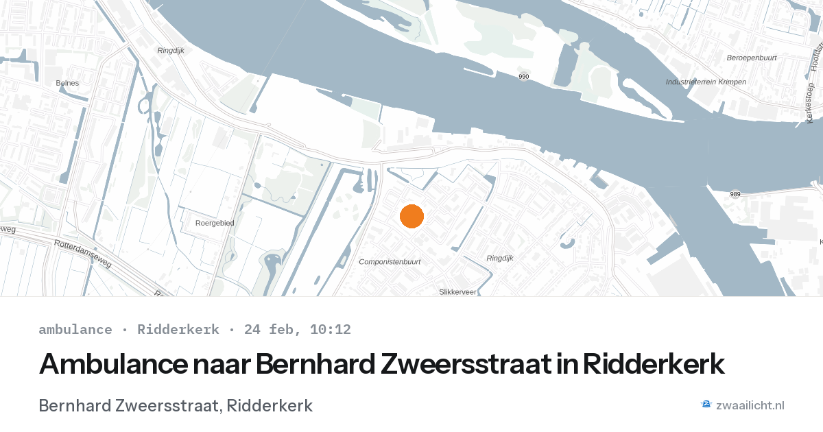 Ambulance naar Bernhard Zweersstraat in Ridderkerk — 24 feb 2026