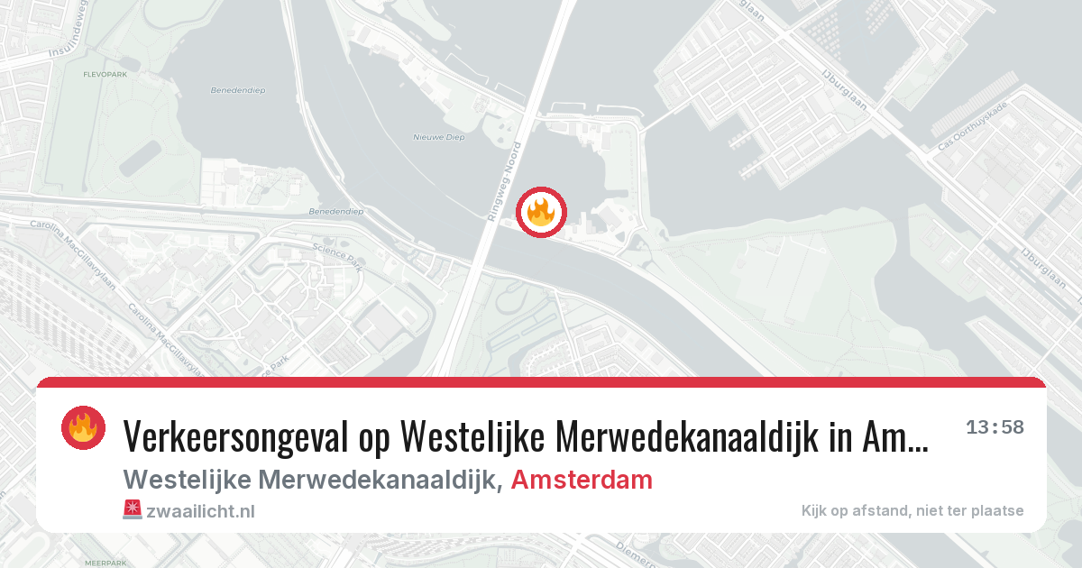 Verkeersongeval op Westelijke Merwedekanaaldijk in Amsterdam — 31 mrt 2026