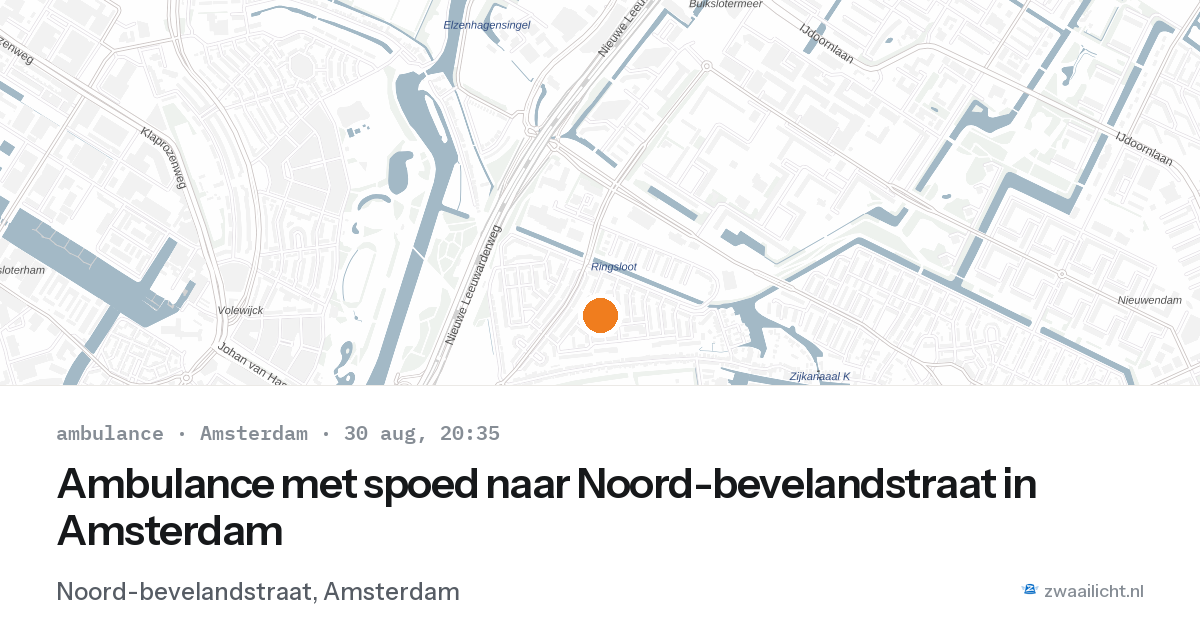 Ambulance met spoed naar Noord-bevelandstraat in Amsterdam — 30 aug 2026