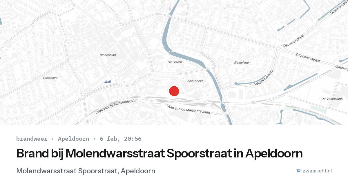 Brand bij Molendwarsstraat Spoorstraat in Apeldoorn — 6 feb 2026